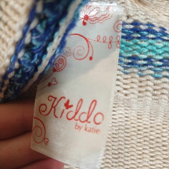 100% rayon kids size small knit ocean blue cardigan kiddo by katie - Picture 3 of 8